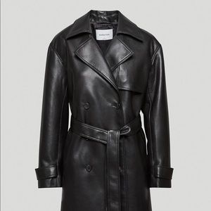 Babaton Tabloid Trench Coat in black vegan leather